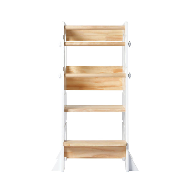 Adjustable Learning Tower - White & Pine-Little Risers