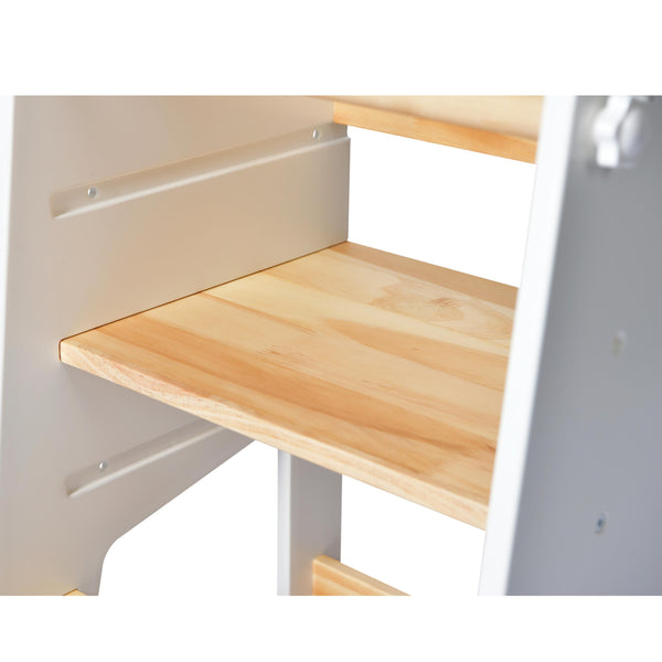 Adjustable Learning Tower - White & Pine-Little Risers