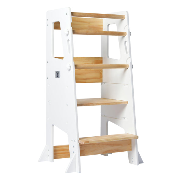 Adjustable Learning Tower - White & Pine-Little Risers