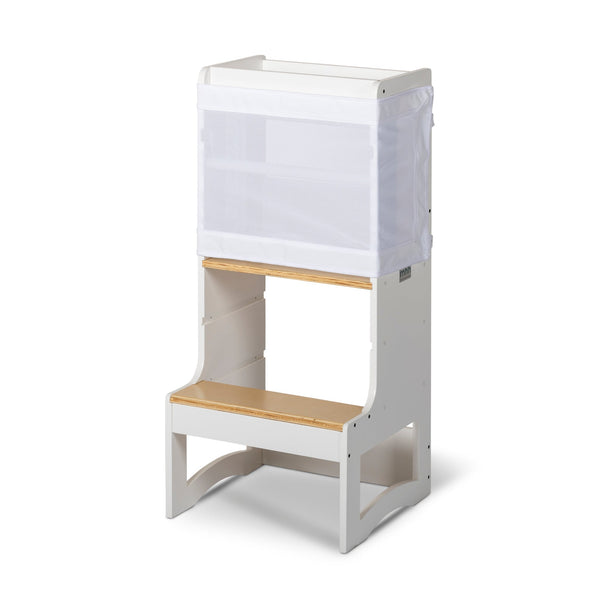 FISSO - Slimline Learning Tower White & Varnish-Little Risers