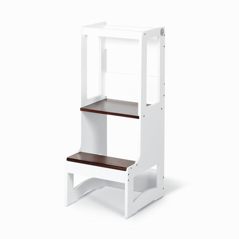 FISSO - Slimline Learning Tower White Walnut-Little Risers