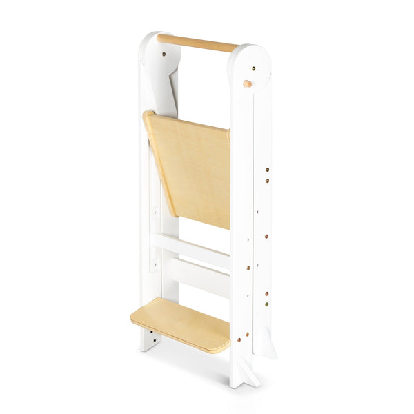 Folding Learning Tower - White and Varnish-Little Risers