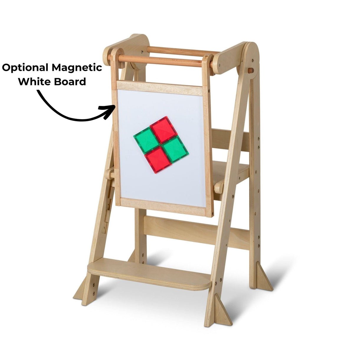 Folding Learning Tower - White and Varnish – Little Risers