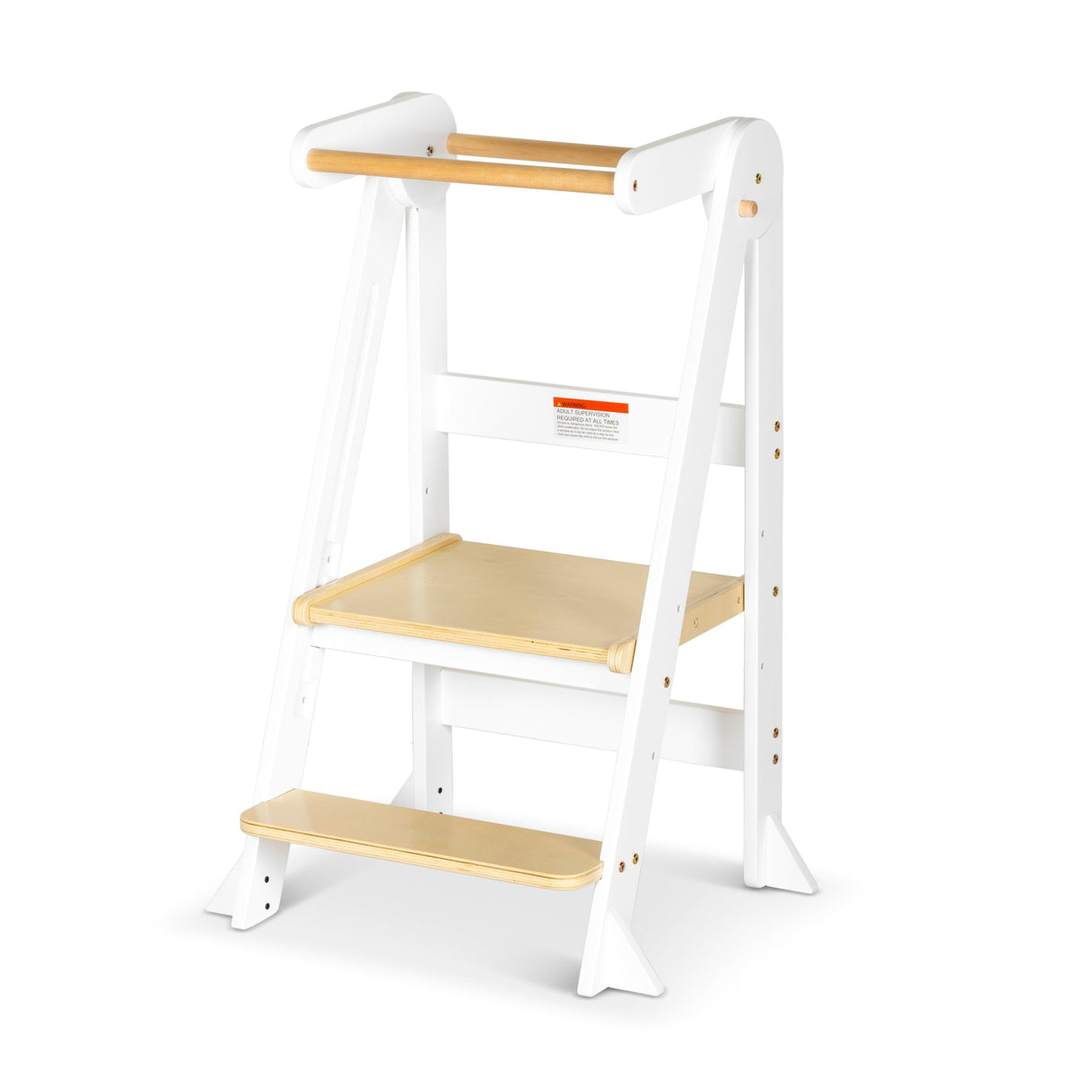 Folding Learning Tower - White and Varnish – Little Risers