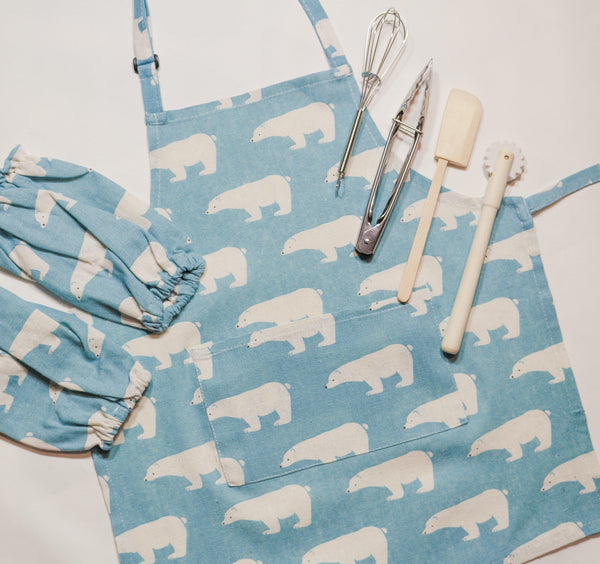 Little Kids Apron Set-Food Preperation-Little Risers-blue